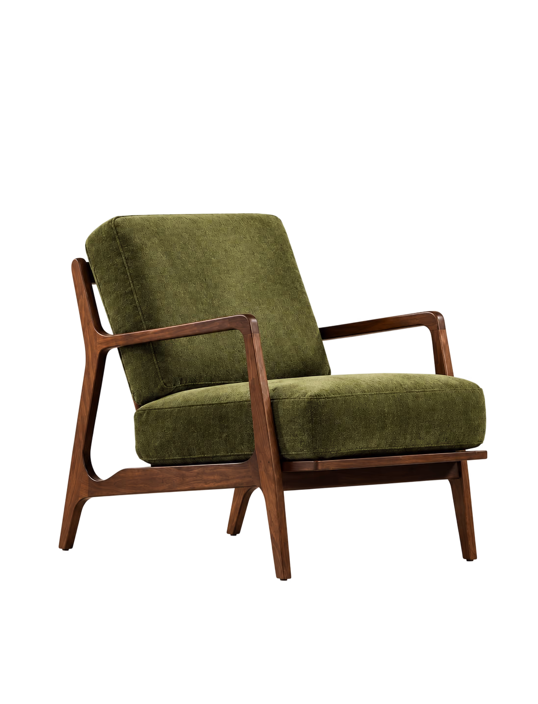 Arlo Lounge Chair in green upholstery, seen at a three-quarter angle
